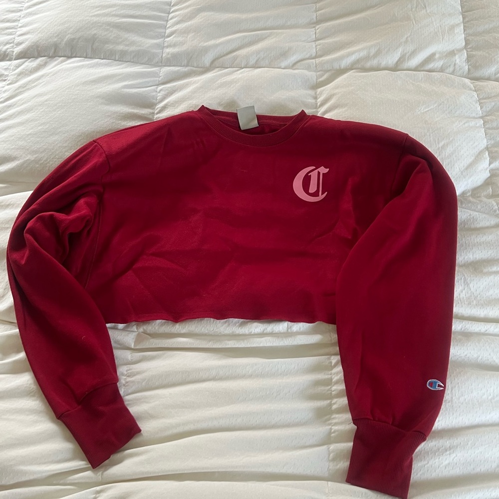 Champion Women's Red Cropped Sweatshirt